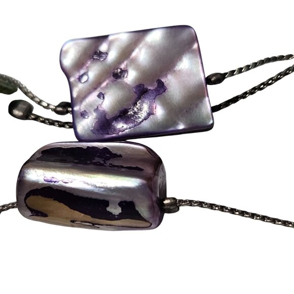 Minicci Multicolor Shell Metal Necklace Chunky Beads Mother of Pearl Jewelry - Picture 2 of 7